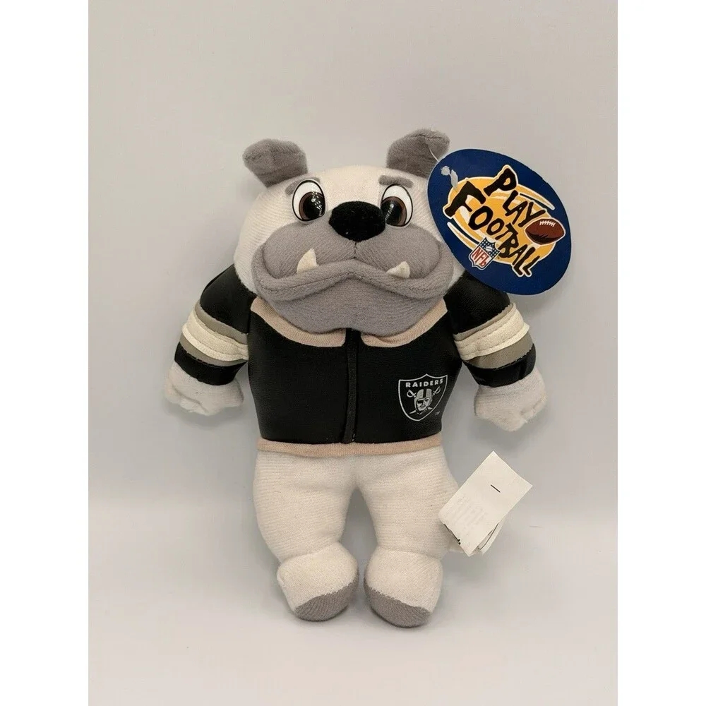 Vintage 1998 Oakland Raiders Bulldog Plush 8” Play Football NFL Letterman Jacket
